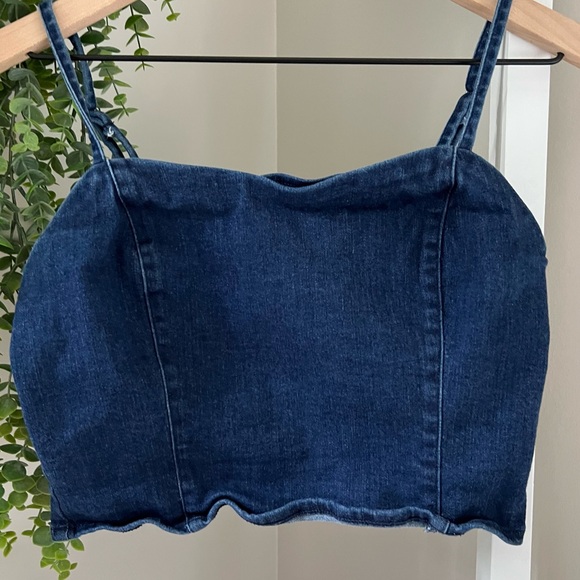 Belle Vere Dark Denim Blue Crop Stop Women’s Small Adjustable Straps Dark Wash - Picture 3 of 11
